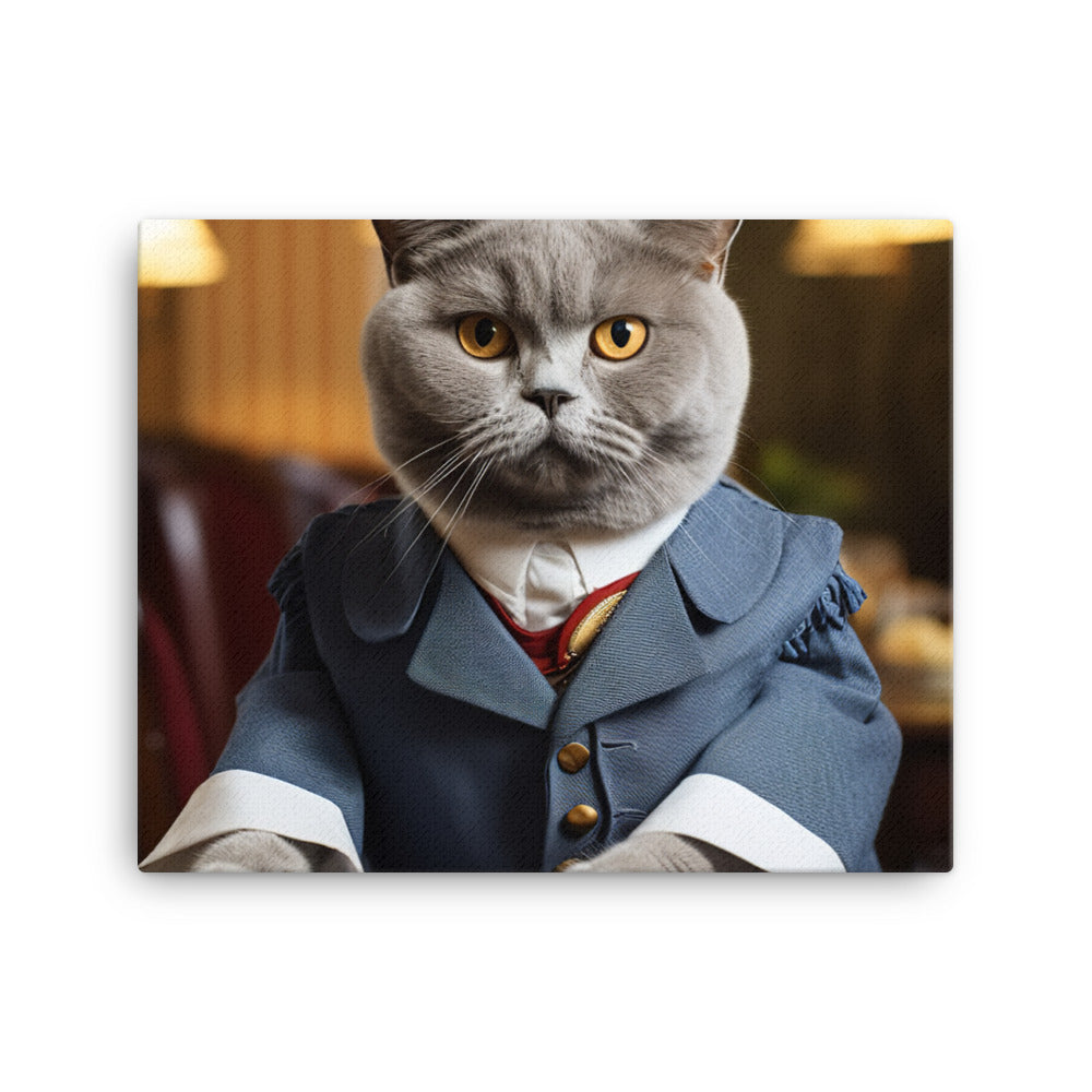 British Shorthair Hotel Staff Canvas - PosterfyAI.com