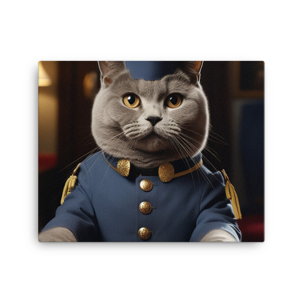 British Shorthair Hotel Staff Canvas - PosterfyAI.com