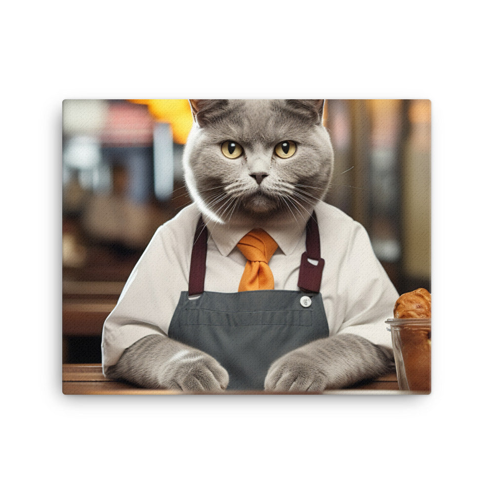 British Shorthair Fast Food Crew Canvas - PosterfyAI.com