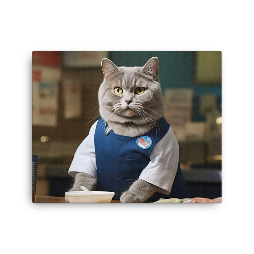 British Shorthair Fast Food Crew Canvas - PosterfyAI.com