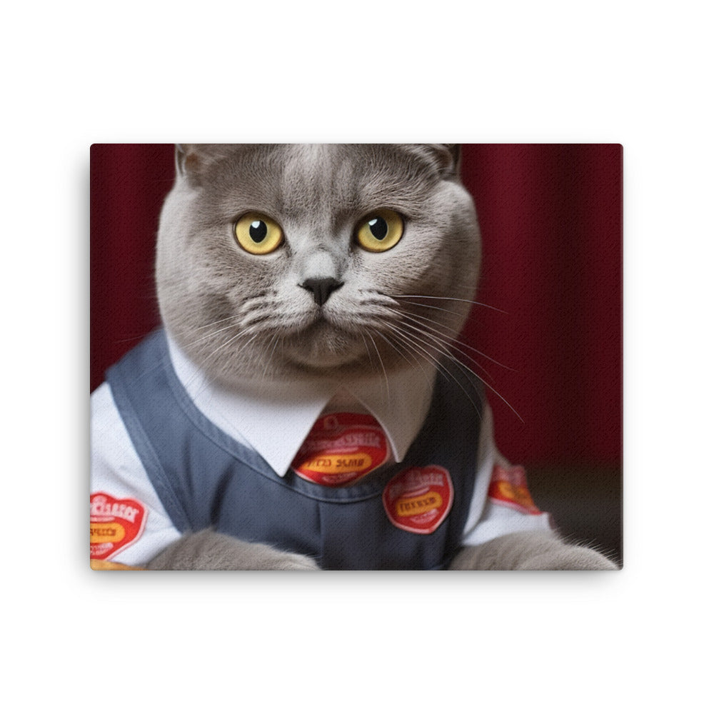 British Shorthair Fast Food Crew Canvas - PosterfyAI.com