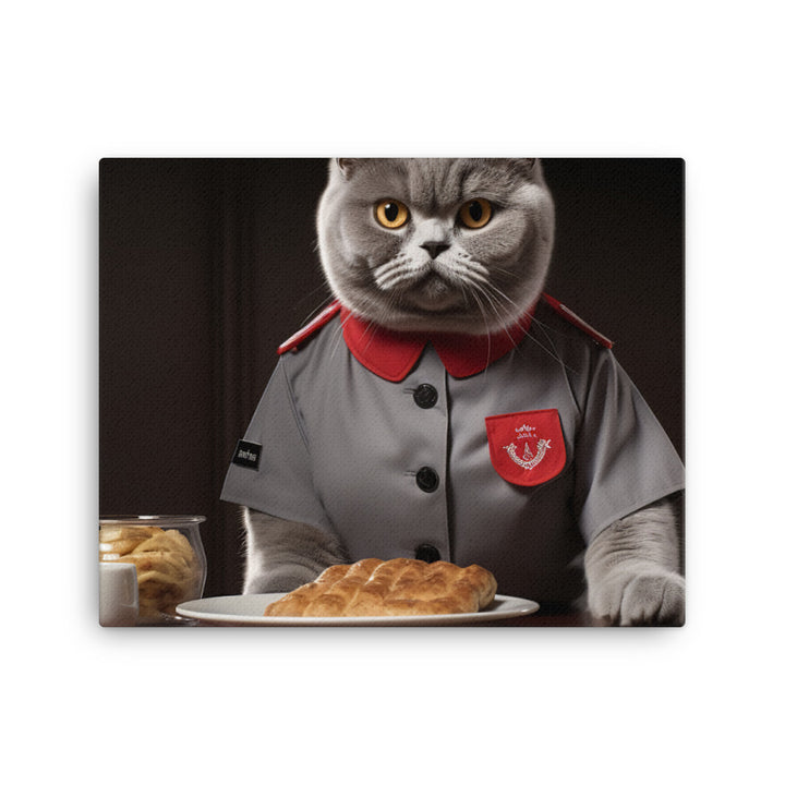 British Shorthair Fast Food Crew Canvas - PosterfyAI.com