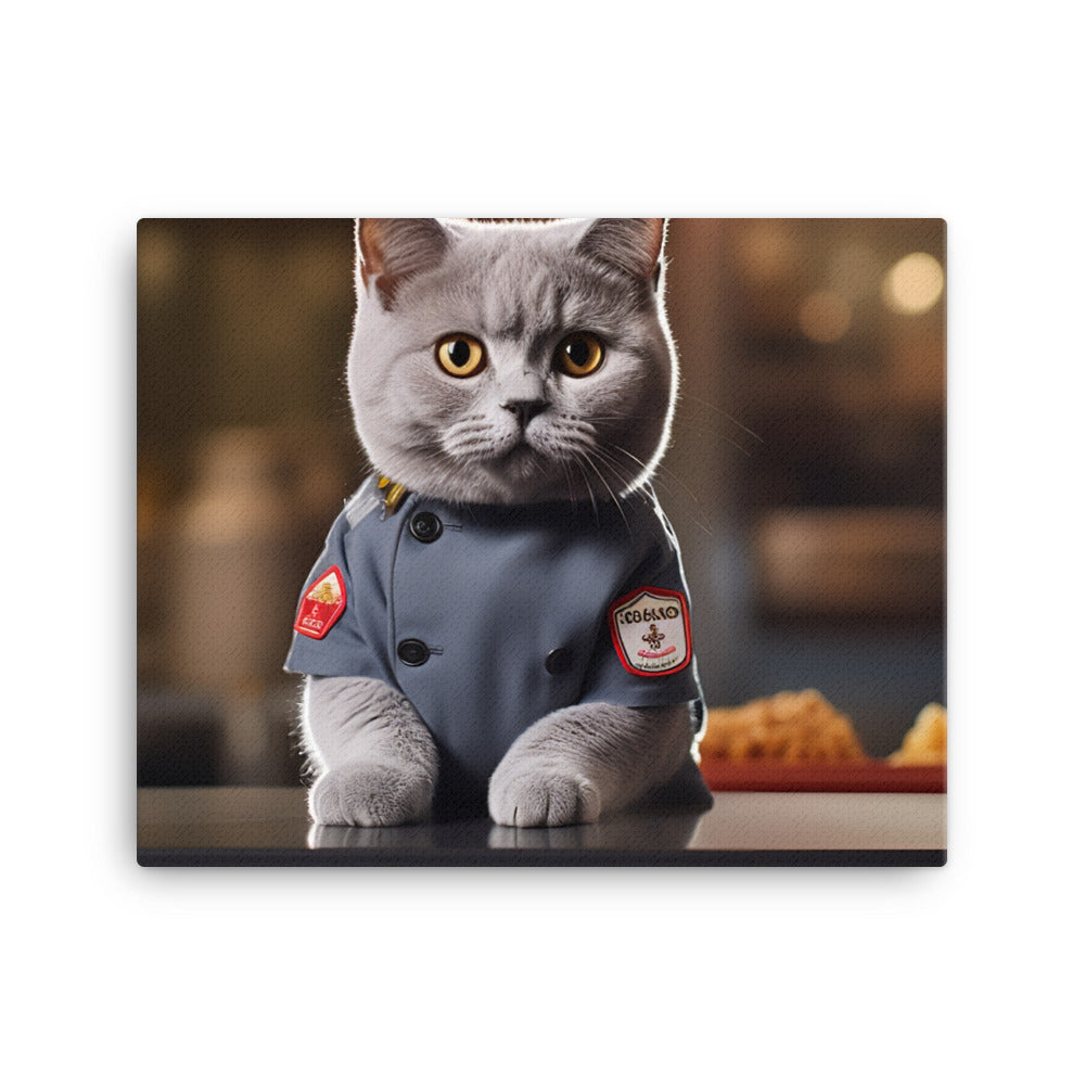 British Shorthair Fast Food Crew Canvas - PosterfyAI.com