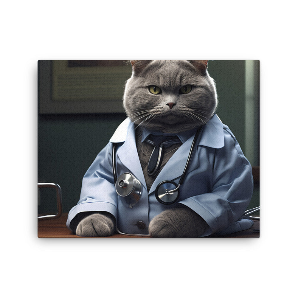 British Shorthair Doctor Canvas - PosterfyAI.com