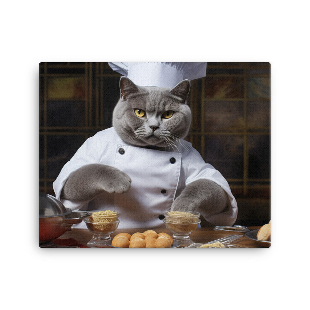 British Shorthair Chef Canvas - PosterfyAI.com