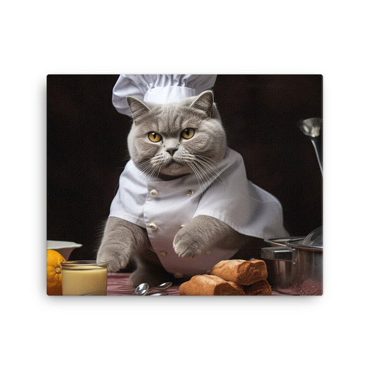 British Shorthair Chef Canvas - PosterfyAI.com