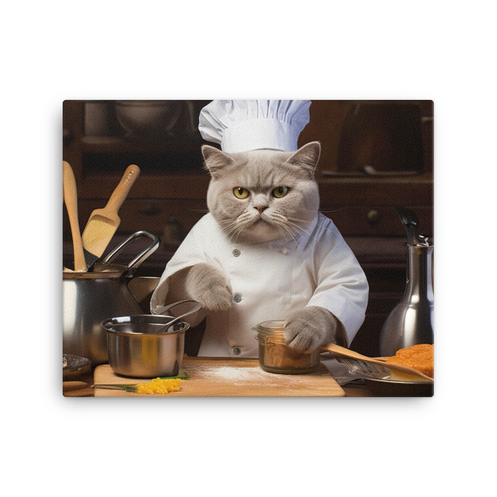 British Shorthair Chef Canvas - PosterfyAI.com