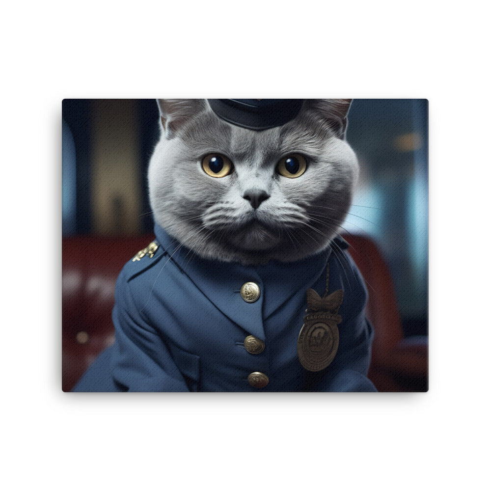 British Shorthair Cabin Crew Canvas - PosterfyAI.com