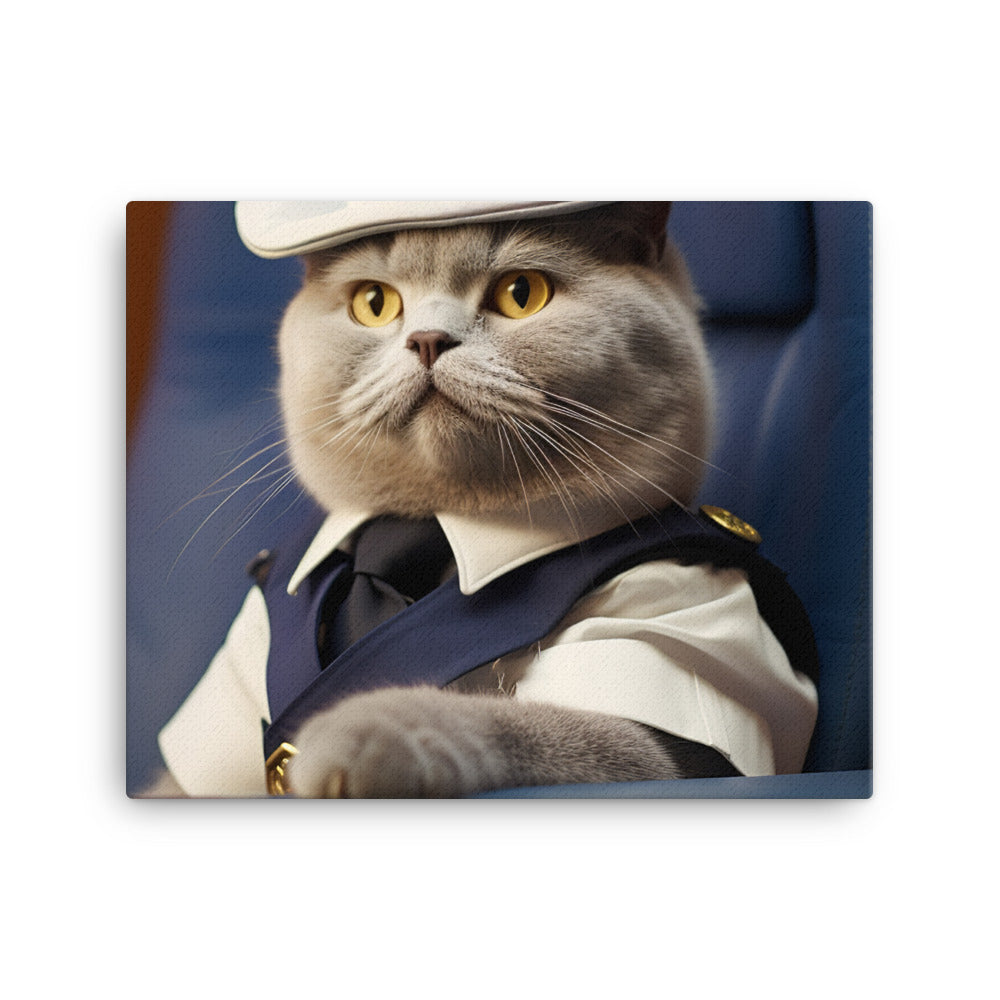 British Shorthair Cabin Crew Canvas - PosterfyAI.com