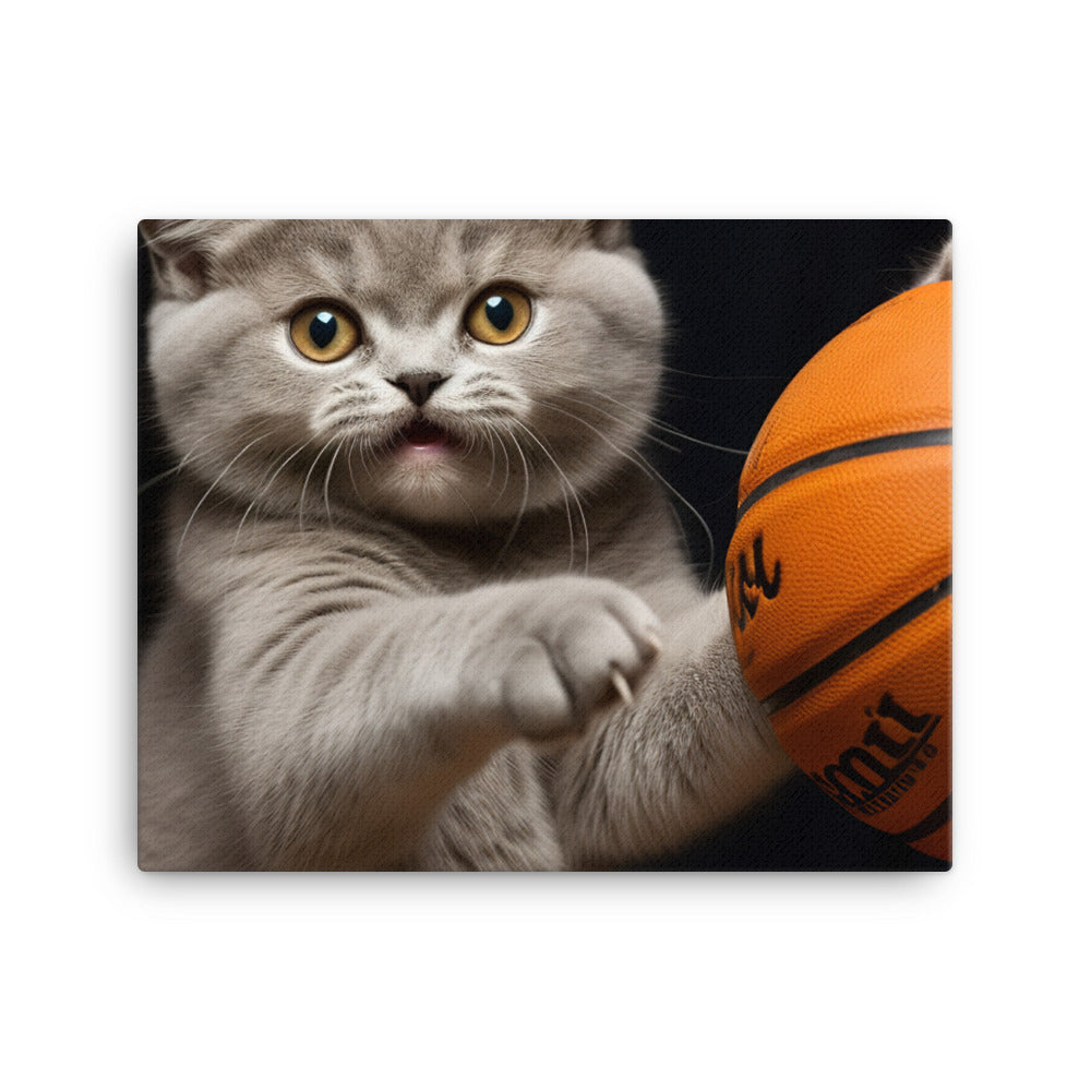 British Shorthair Basketball Player Canvas - PosterfyAI.com