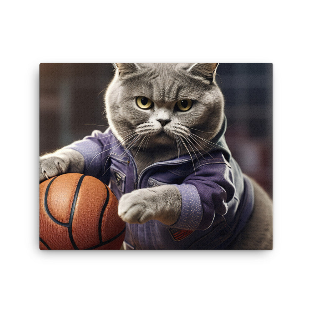 British Shorthair Basketball Player Canvas - PosterfyAI.com