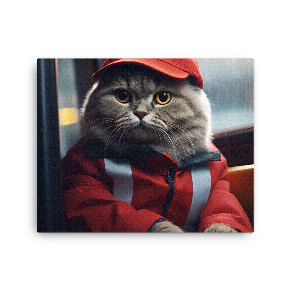 Scottish Fold Transit Operator Canvas - PosterfyAI.com