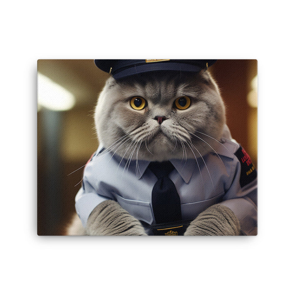 Scottish Fold Security Officer Canvas - PosterfyAI.com