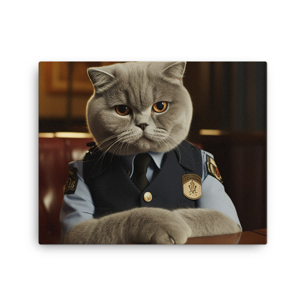 Scottish Fold Security Officer Canvas - PosterfyAI.com