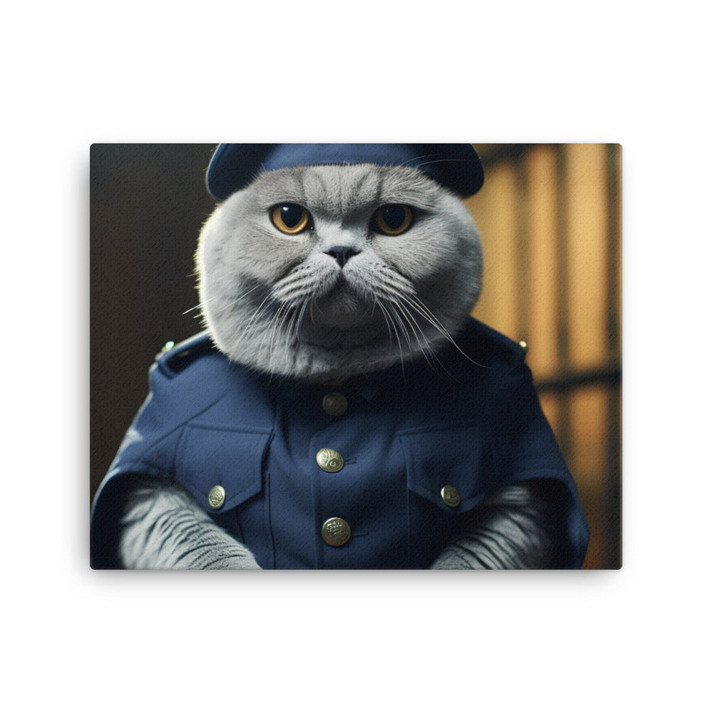 Scottish Fold Prison Officer Canvas - PosterfyAI.com