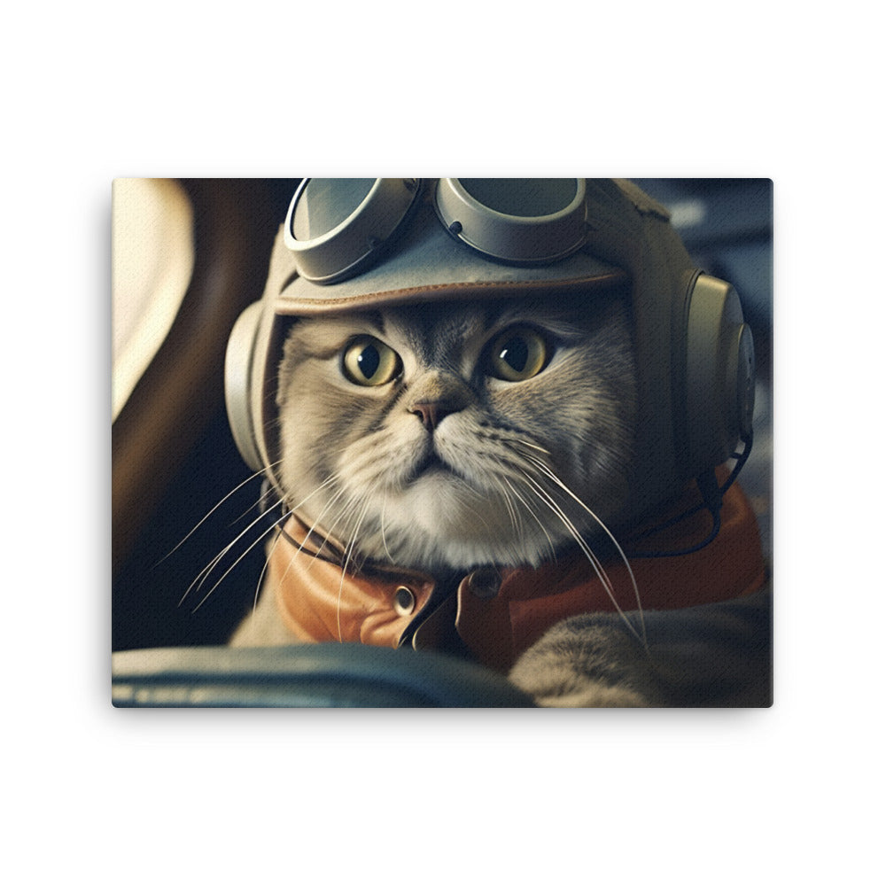 Scottish Fold Pilot Canvas - PosterfyAI.com