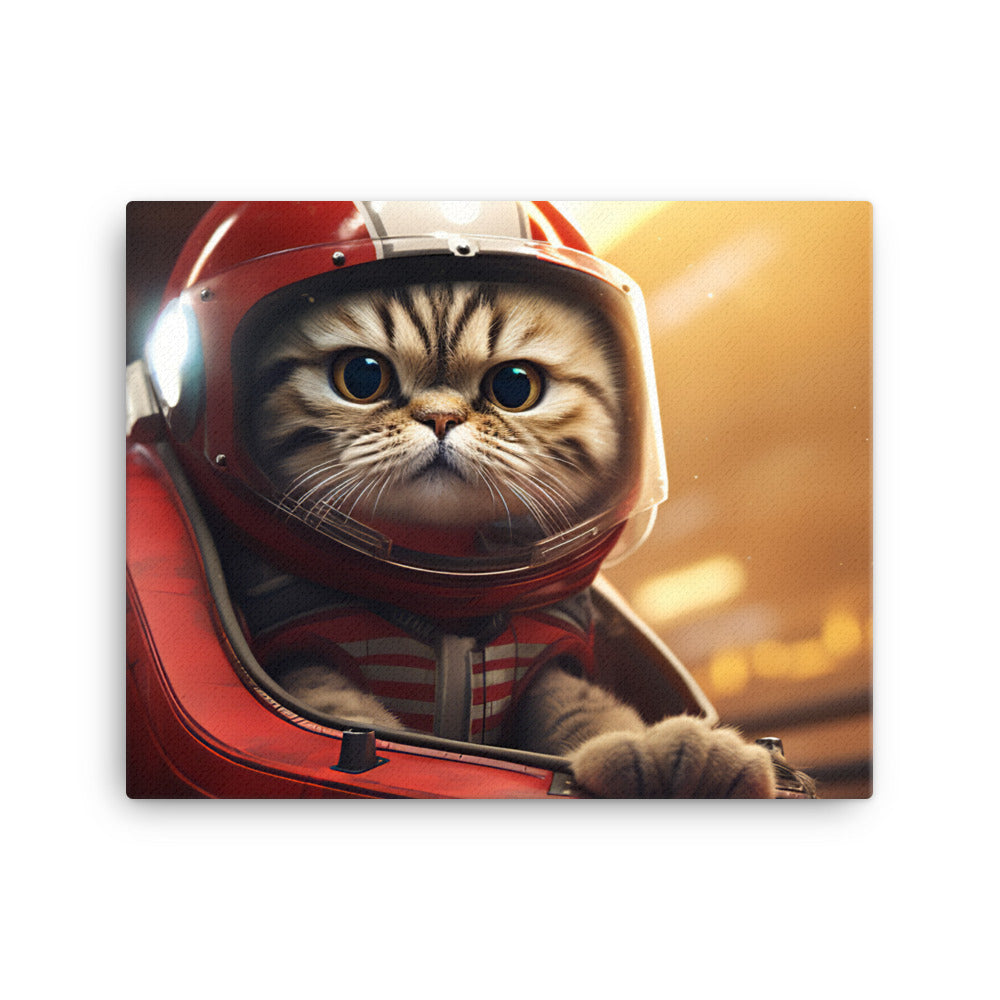 Scottish Fold Motorsport Athlete Canvas - PosterfyAI.com