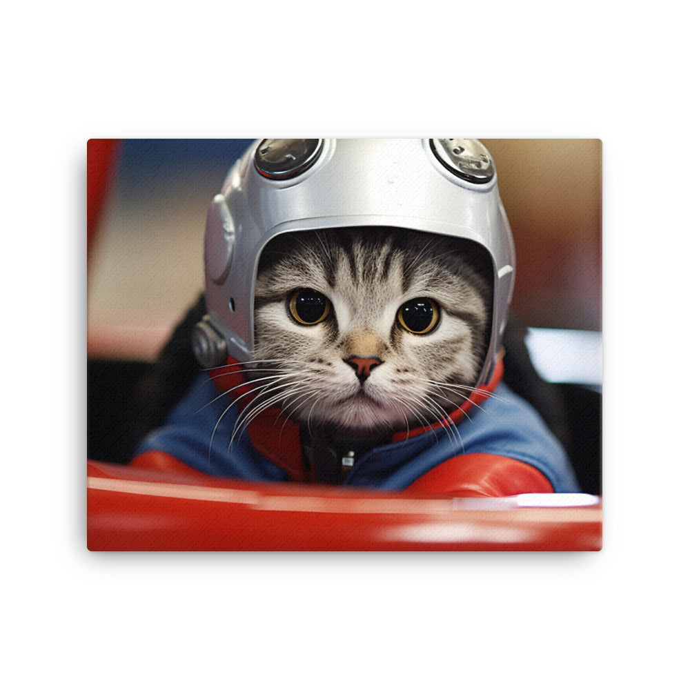 Scottish Fold Motorsport Athlete Canvas - PosterfyAI.com