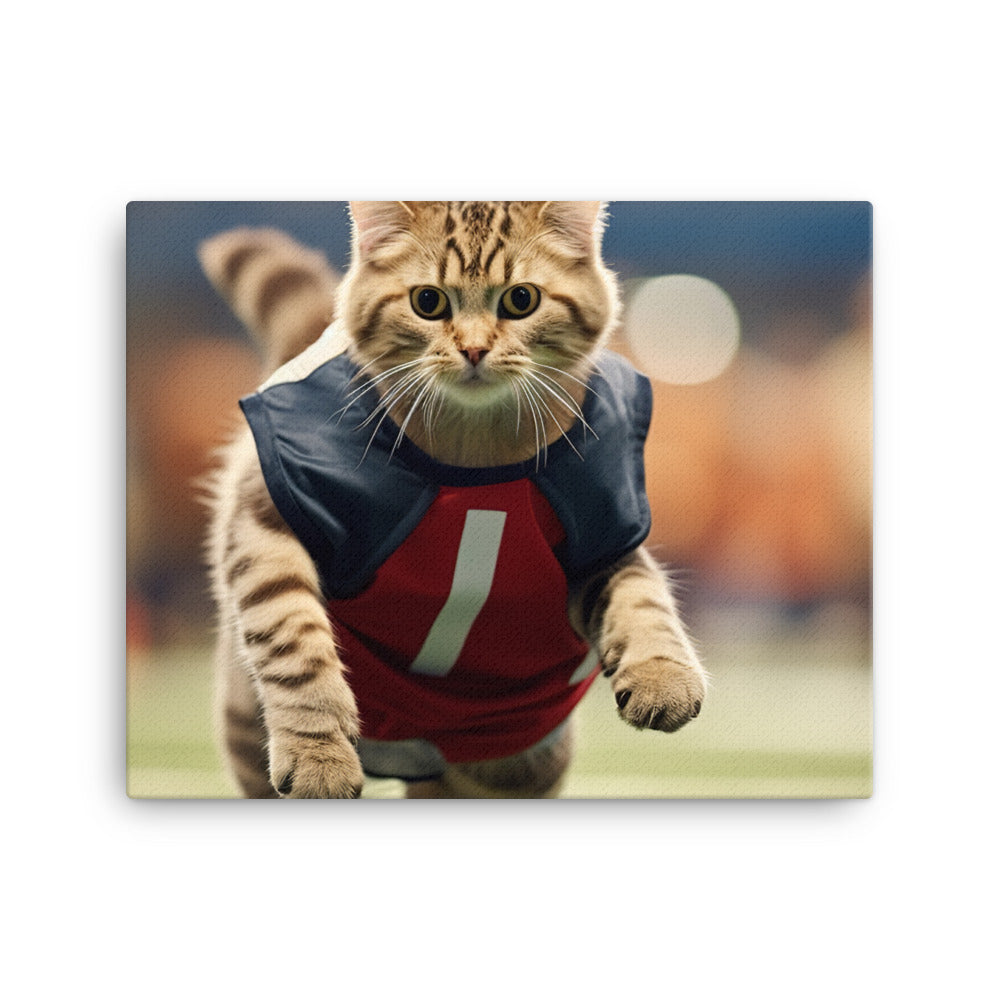 Scottish Fold Football Player Canvas - PosterfyAI.com