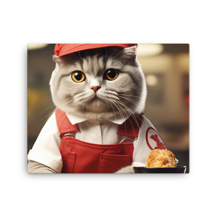 Scottish Fold Fast Food Crew Canvas - PosterfyAI.com