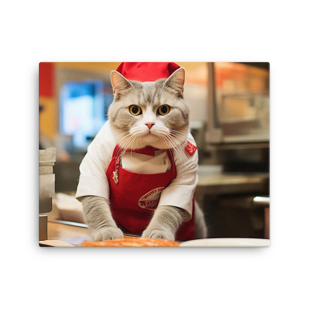 Scottish Fold Fast Food Crew Canvas - PosterfyAI.com