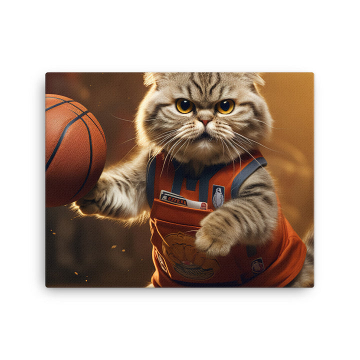 Scottish Fold Basketball Player Canvas - PosterfyAI.com