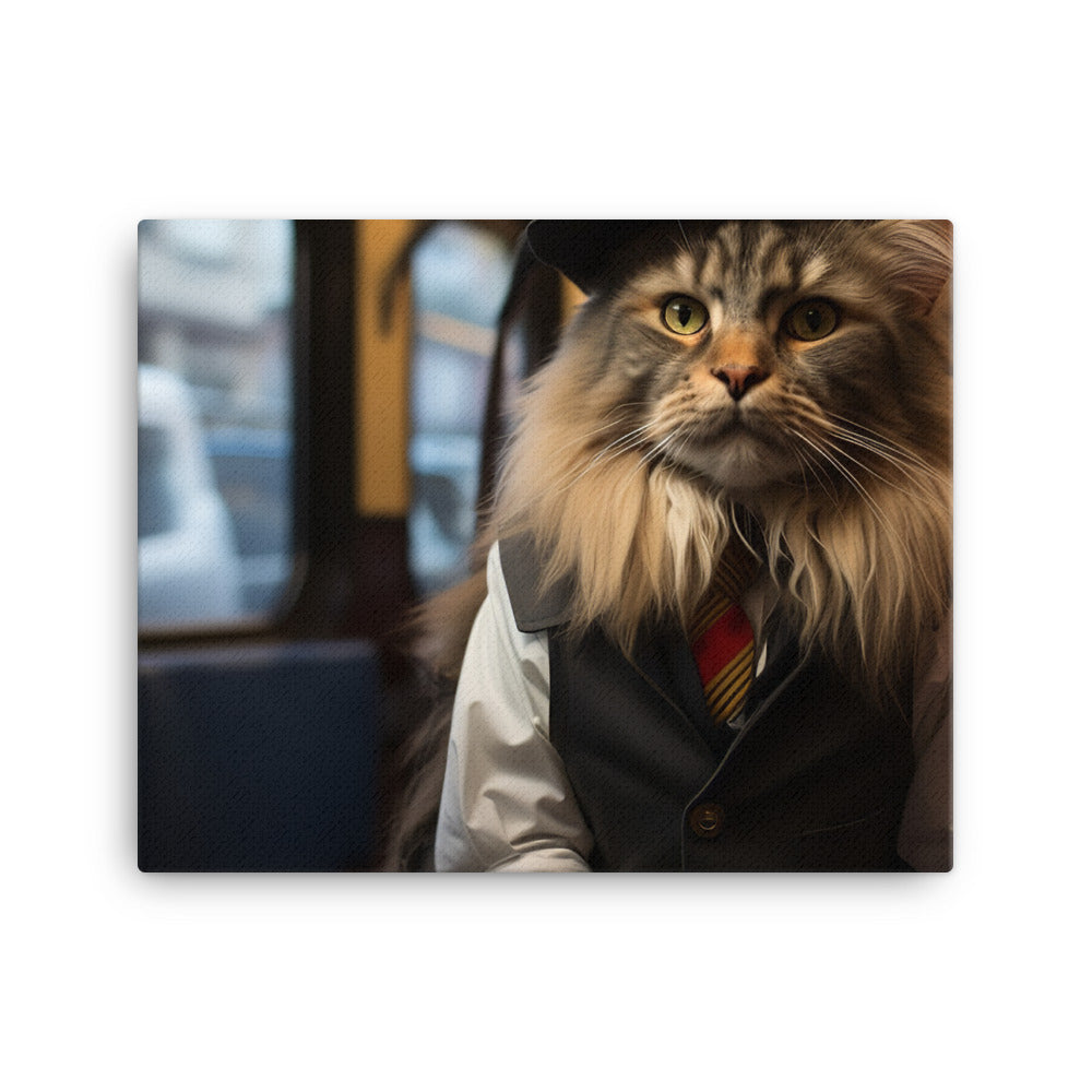 Maine Coon Transit Operator Canvas - PosterfyAI.com