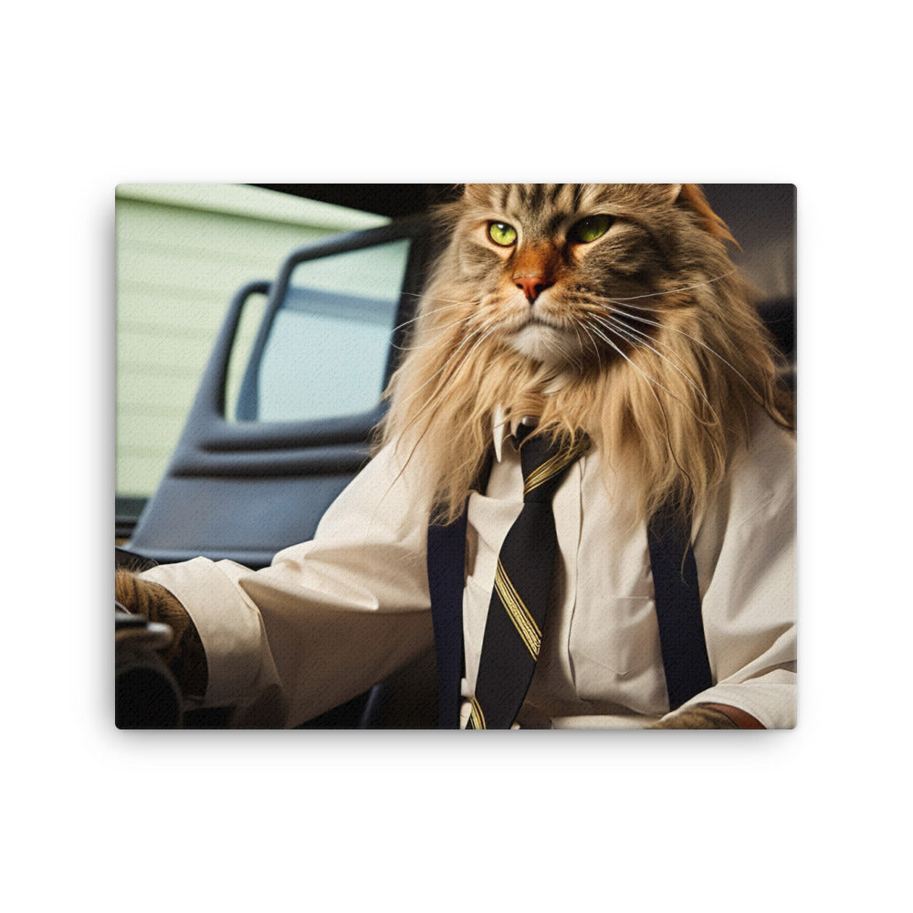 Maine Coon Transit Operator Canvas - PosterfyAI.com