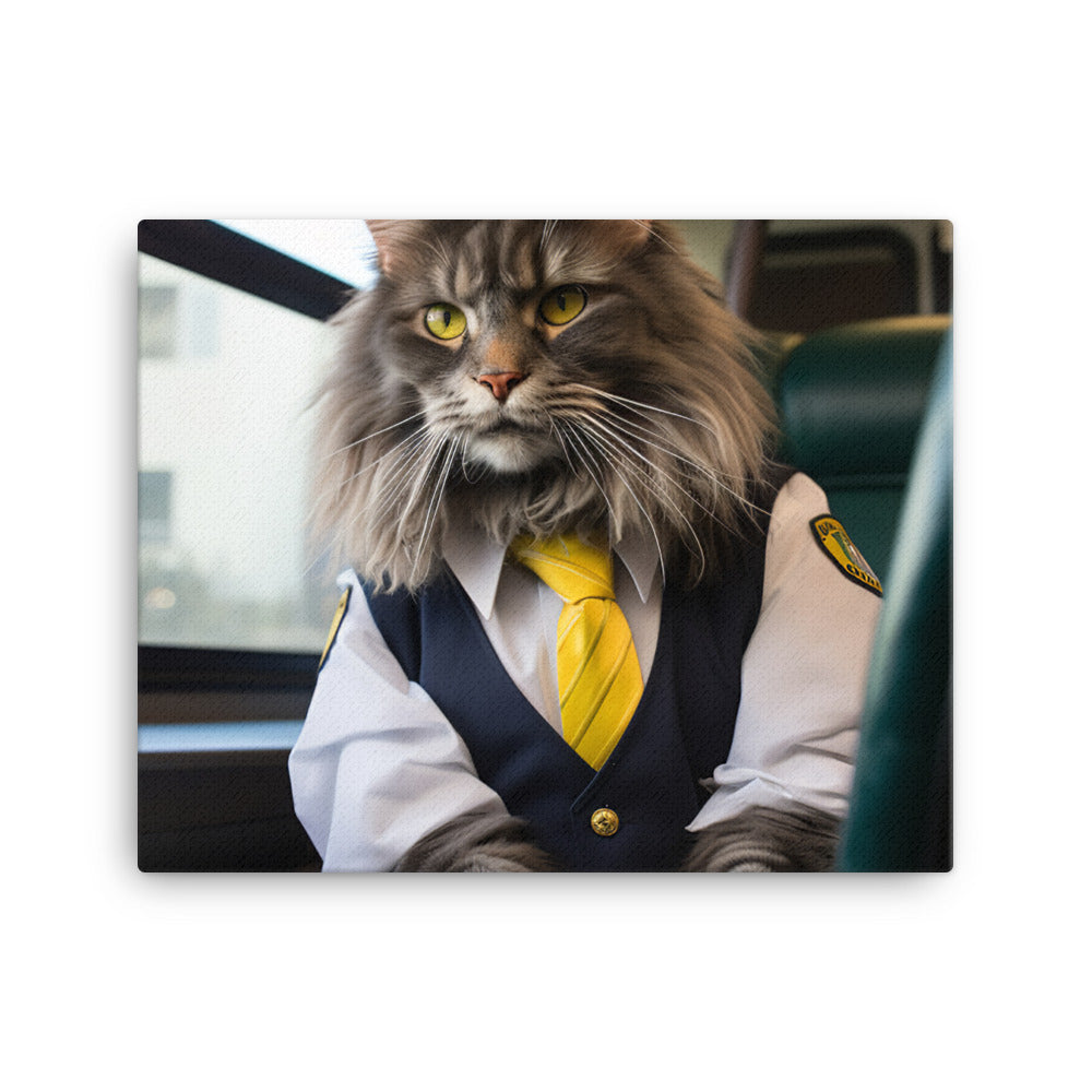 Maine Coon Transit Operator Canvas - PosterfyAI.com