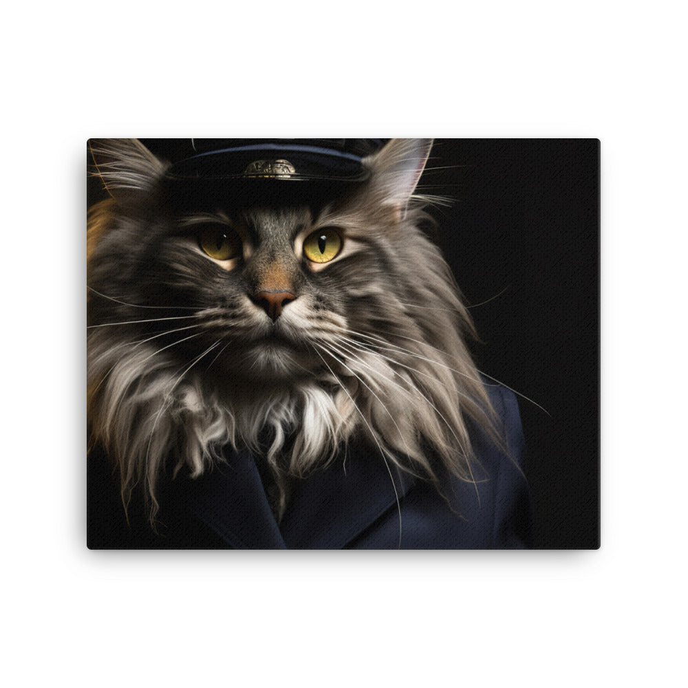 Maine Coon Security Officer Canvas - PosterfyAI.com