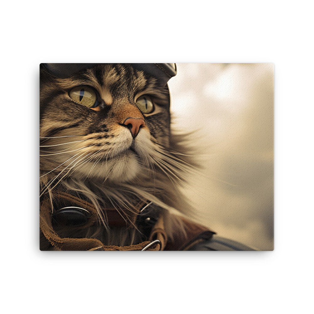 Maine Coon Pilot Canvas - PosterfyAI.com