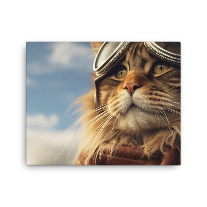 Maine Coon Pilot Canvas - PosterfyAI.com