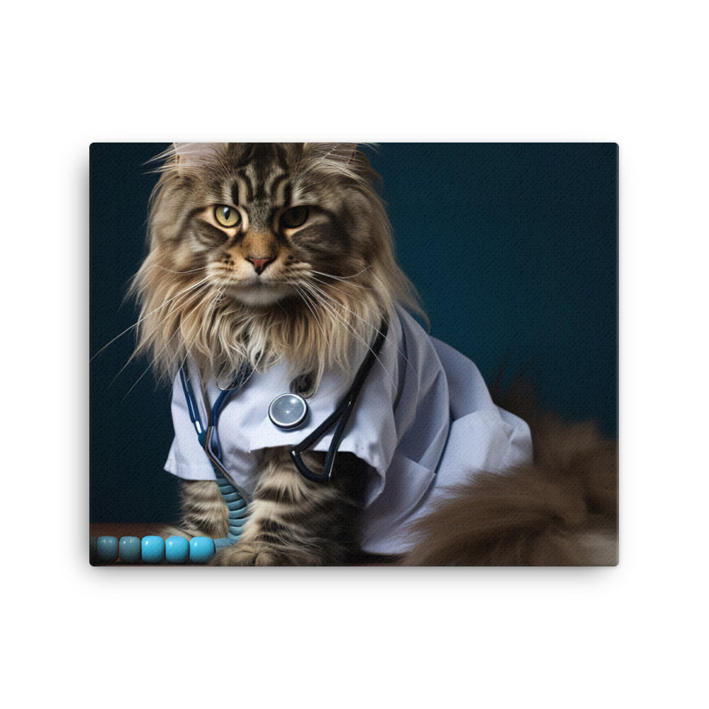 Maine Coon Nurse Canvas - PosterfyAI.com