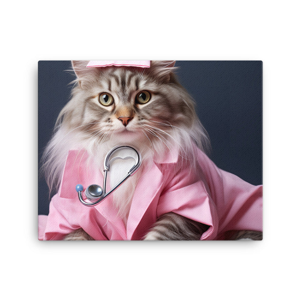 Maine Coon Nurse Canvas - PosterfyAI.com