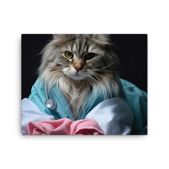 Maine Coon Nurse Canvas - PosterfyAI.com