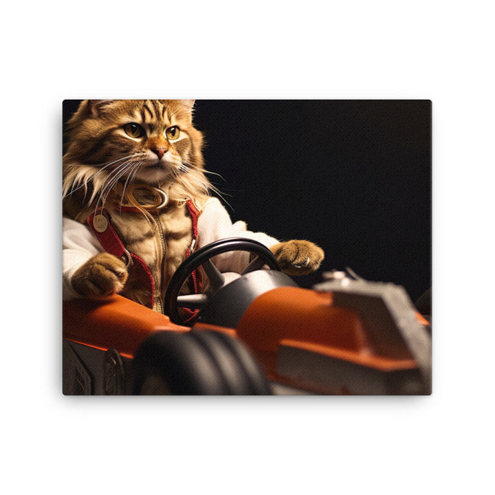 Maine Coon Motorsport Athlete Canvas - PosterfyAI.com