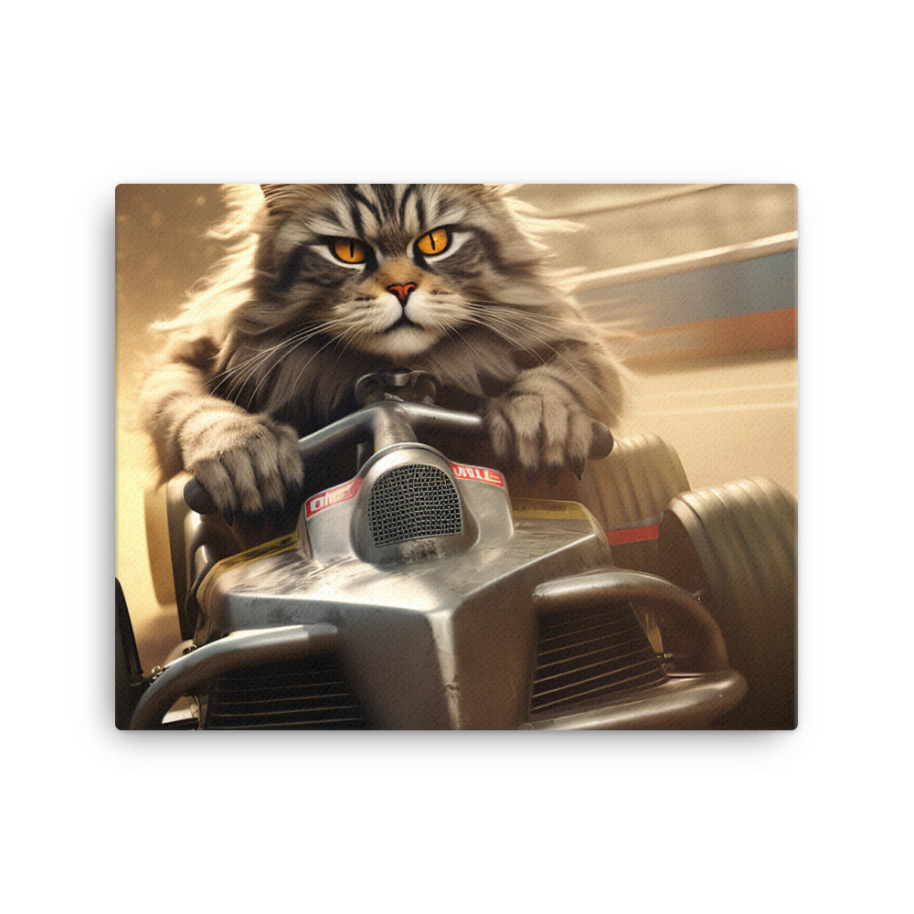 Maine Coon Motorsport Athlete Canvas - PosterfyAI.com