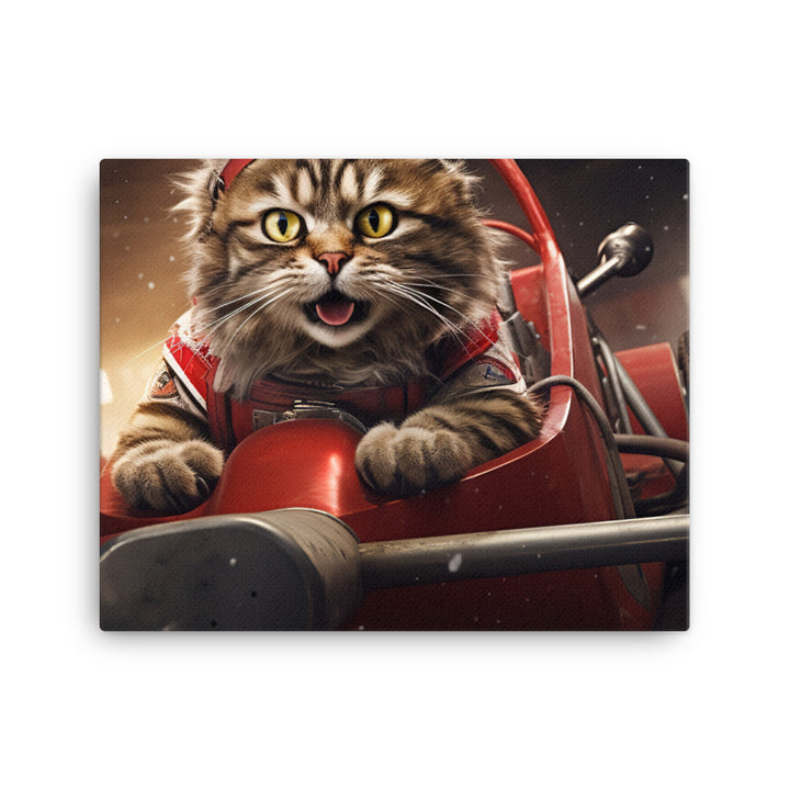 Maine Coon Motorsport Athlete Canvas - PosterfyAI.com