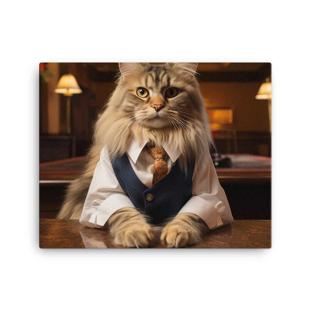 Maine Coon Hotel Staff Canvas - PosterfyAI.com