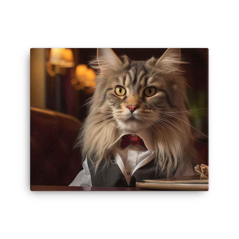 Maine Coon Hotel Staff Canvas - PosterfyAI.com