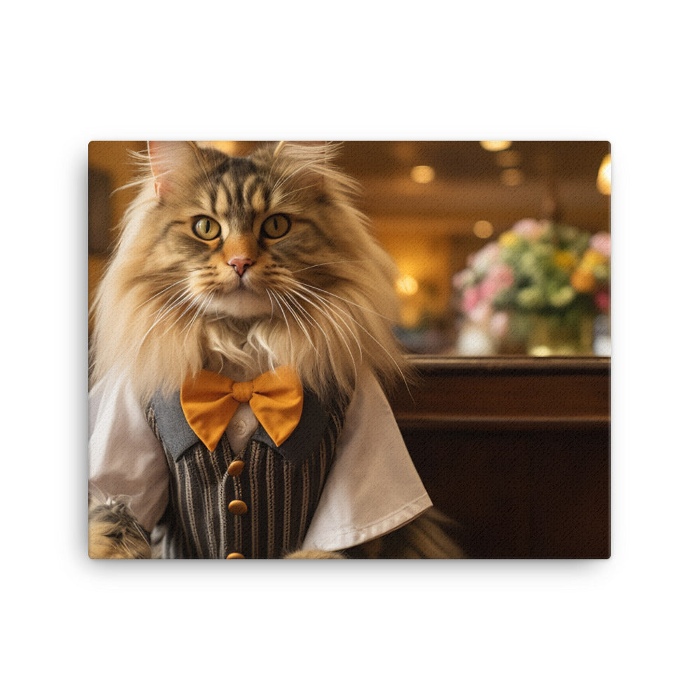 Maine Coon Hotel Staff Canvas - PosterfyAI.com