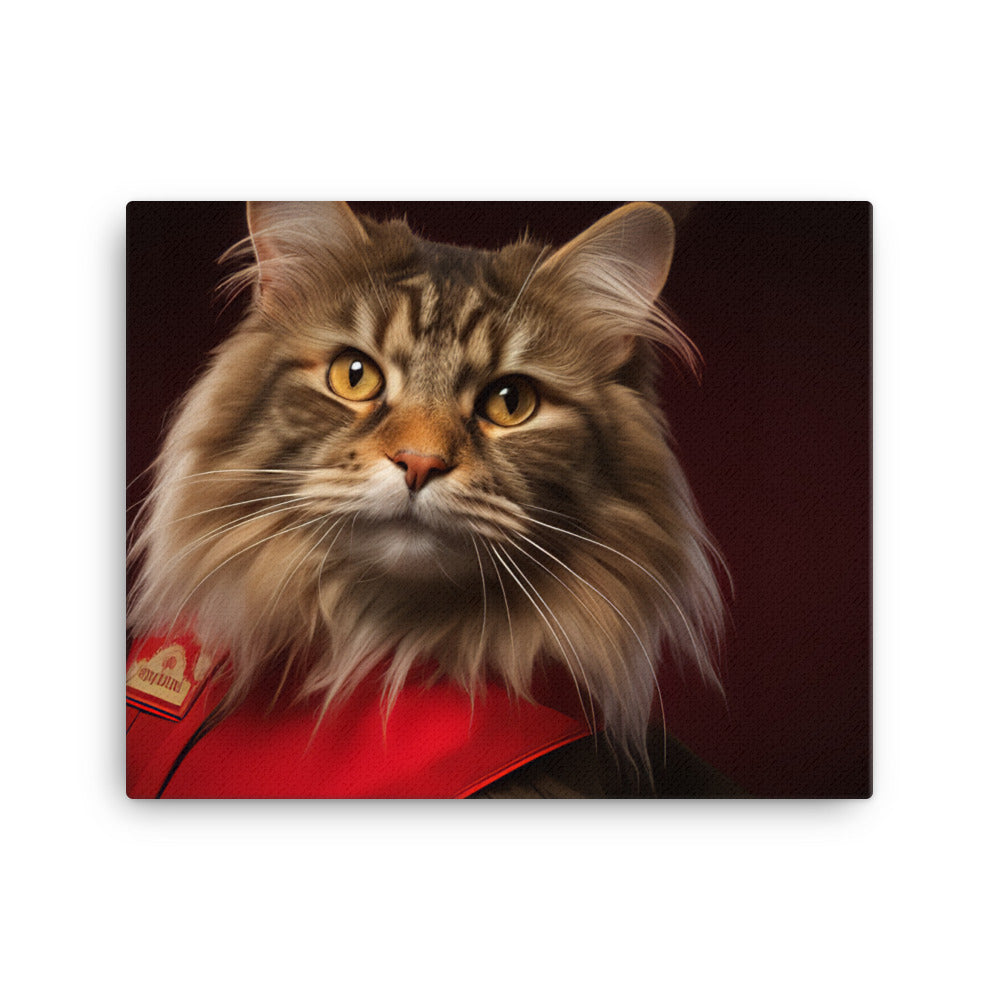 Maine Coon Fast Food Crew Canvas - PosterfyAI.com