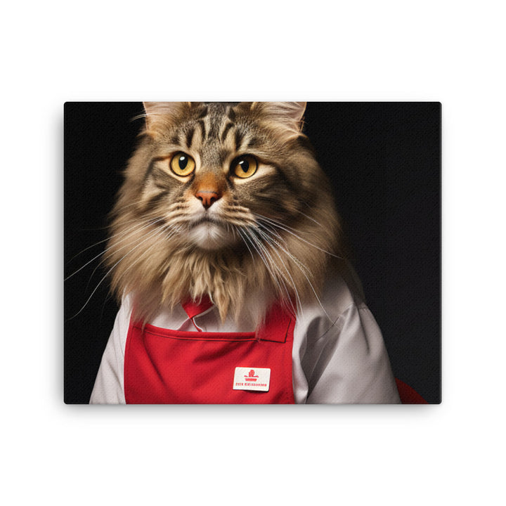 Maine Coon Fast Food Crew Canvas - PosterfyAI.com