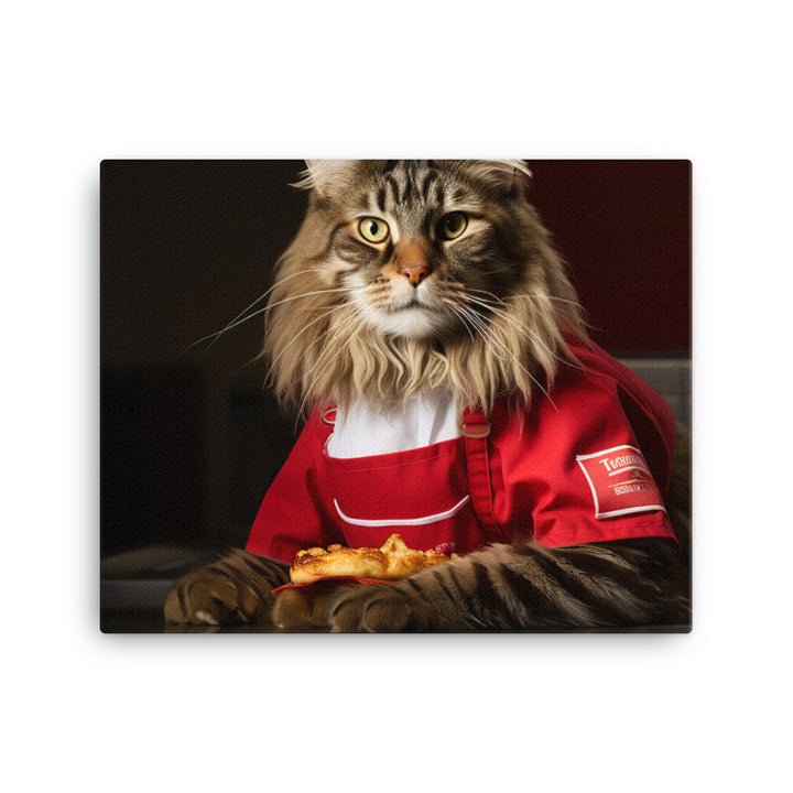 Maine Coon Fast Food Crew Canvas - PosterfyAI.com