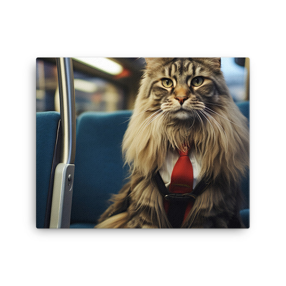 Maine Coon Transit Operator Canvas - PosterfyAI.com