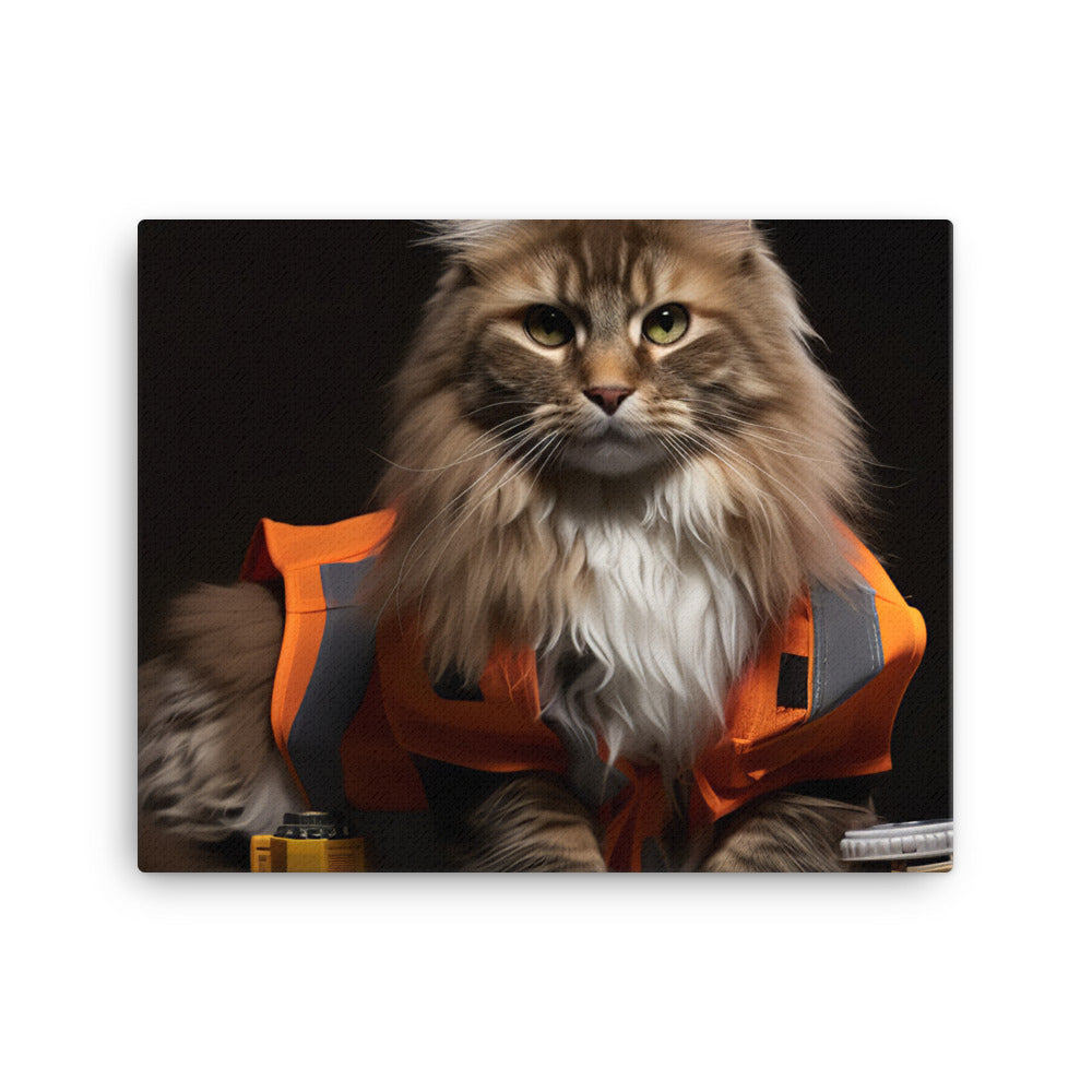 Maine Coon Contractor Canvas - PosterfyAI.com