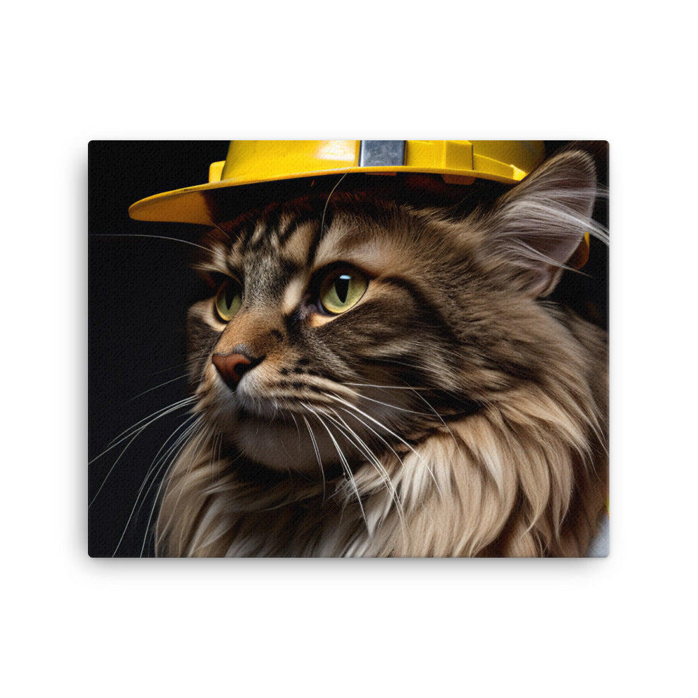 Maine Coon Contractor Canvas - PosterfyAI.com