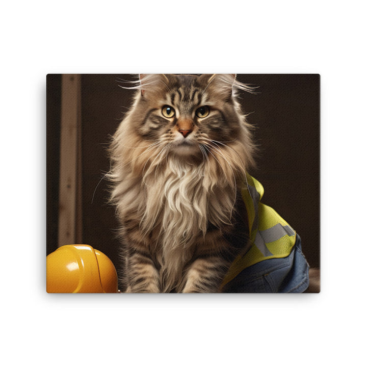 Maine Coon Contractor Canvas - PosterfyAI.com