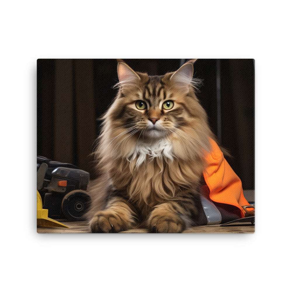 Maine Coon Contractor Canvas - PosterfyAI.com