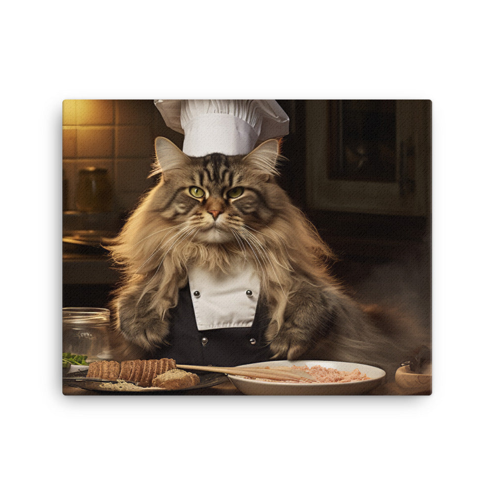 Maine Coon Chef Canvas - PosterfyAI.com